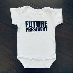 Baby Boy Cute 'Future President' Short Sleeve Bodysuit | Size: 6-12m.